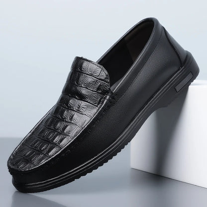 Men's Slip-On Loafers, Comfortable Soft Sole Business Leather Shoes, Breathable Anti-Slip Outdoor Casual Shoes-HT509