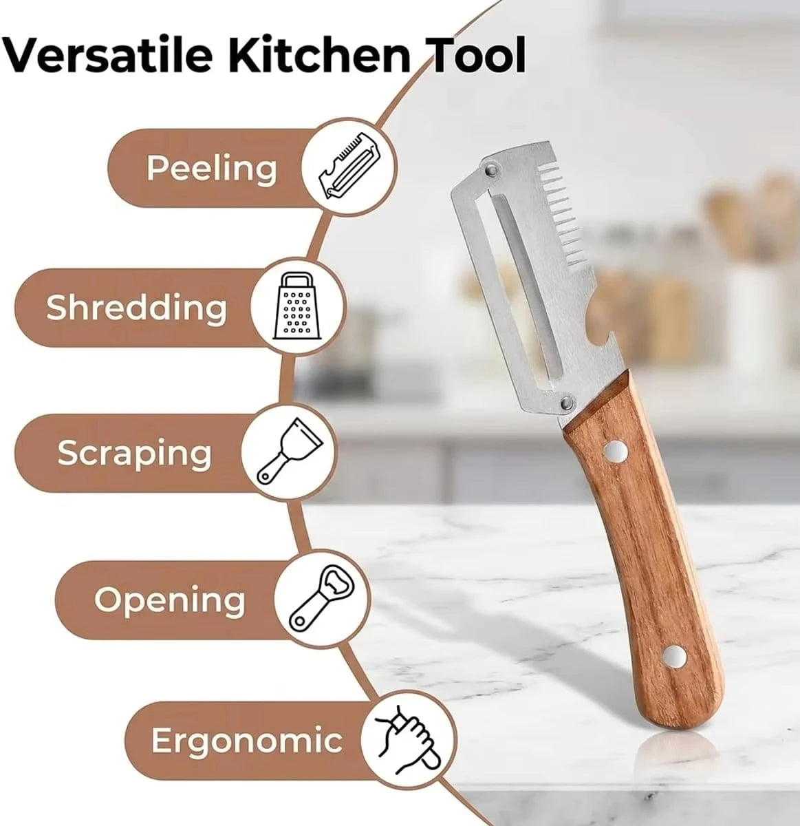 2PC Set Kitchen Peeler Stainless Steel Vegetable Peeler Wooden Handle For Peeling And Slicing Fruits And Vegetables Kitchen Tool