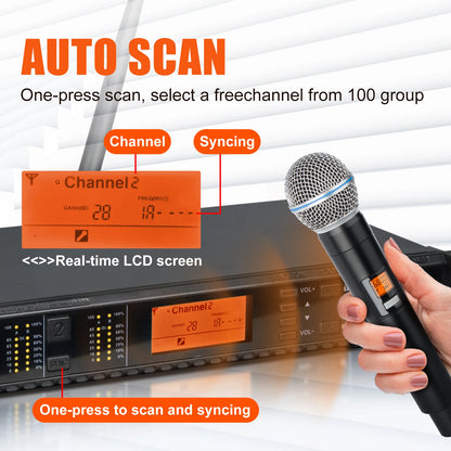 DEPUSHENG T118 Portable Professional Microphone 2-channel Handheld UHF Wireless Microphone System