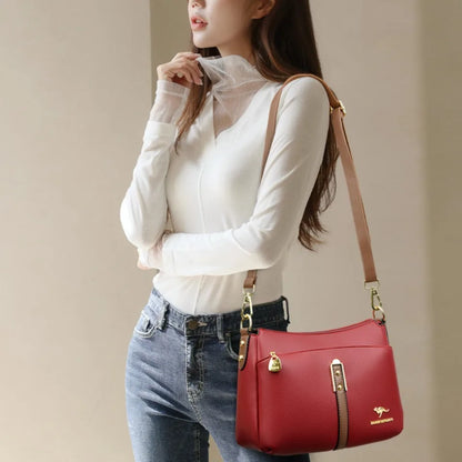 Brand Design Three Layers Fashion Shoulder Messenger Bags Luxury Soft Leather Crossbody Sac Quality Small Handbags and Purses