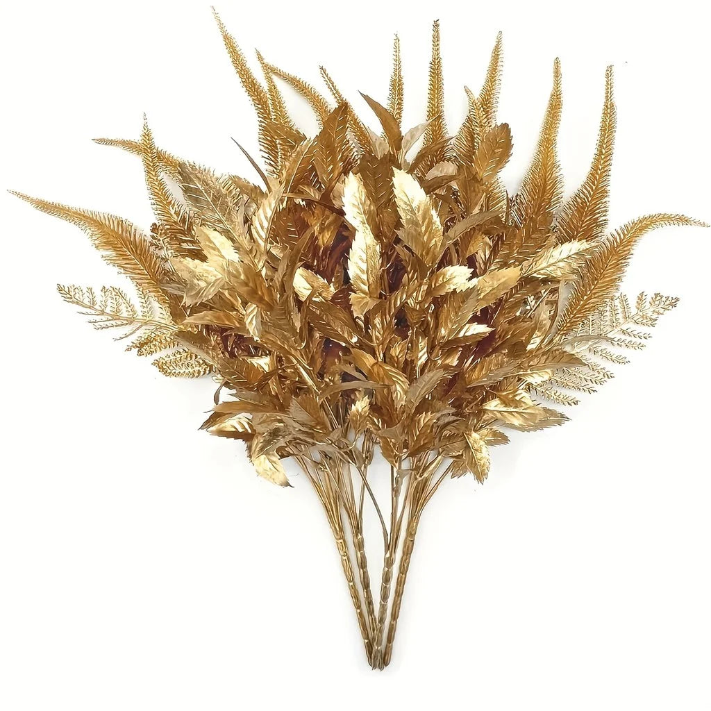 Luxury Golden Artificial Flower Arrangement Floral Display with Golden Leaves,for Christmas, Indoor Decor for Home Decorations