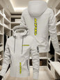 Men's Off-Road Motorcycle Style Hooded Jacket BIS Bright yellow logo print Windproof versatile casual functional jacket