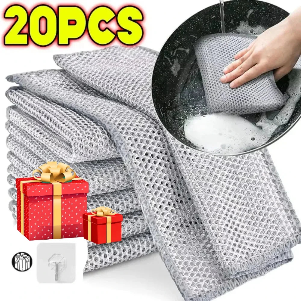 5/10/20/30 Silver Wire Cleaning Cloths Kitchen Dishwashing Cloths Non-Stick Oil Stain Removal Wipes Reusable Multi-Purpose Cleaning Towels Suitable for Tableware and Stovetops