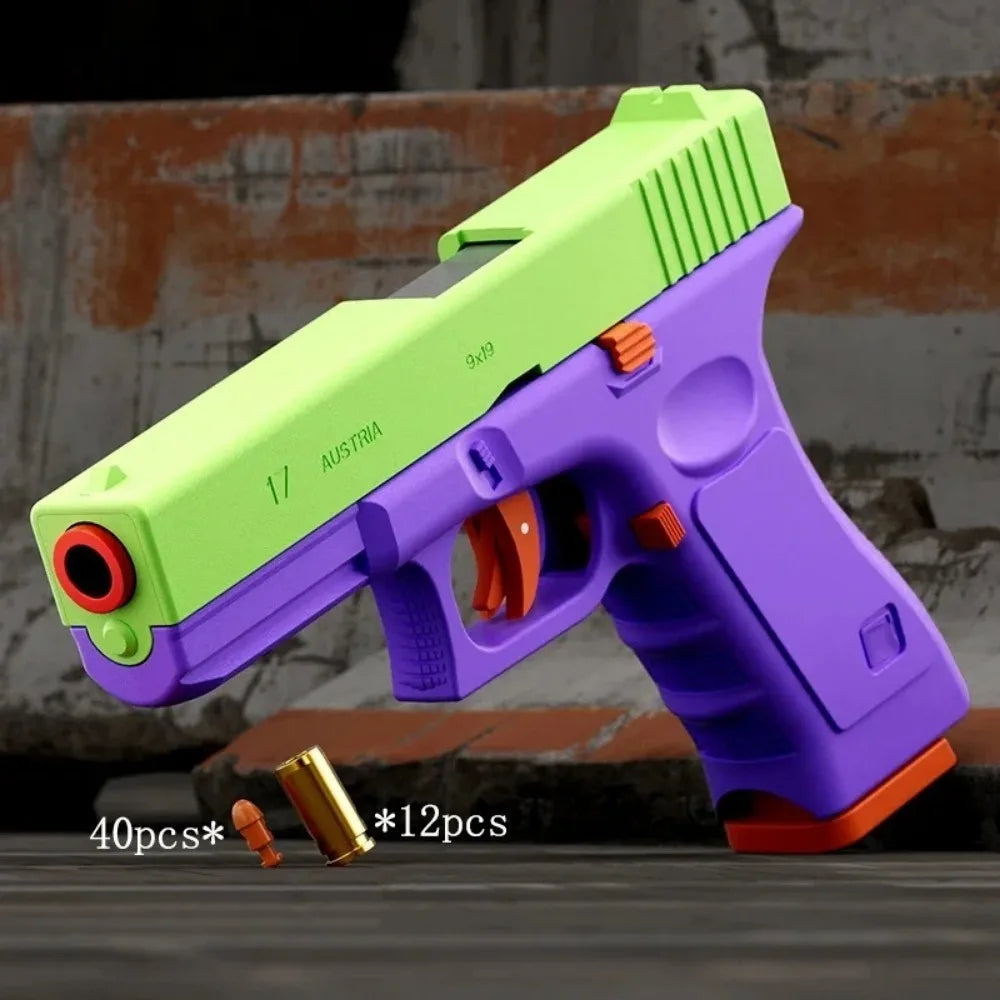 G17 Shell Throwing EVA Safety Soft Bullet Toy Gun with Blowback for Outdoor Continuous Firing Shooting Game Christmas Gift