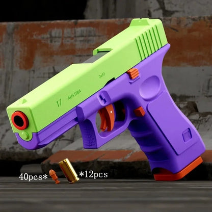 G17 Shell Throwing EVA Safety Soft Bullet Toy Gun with Blowback for Outdoor Continuous Firing Shooting Game Christmas Gift
