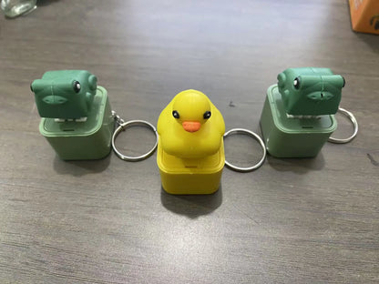 Lizard Frog Duck Button Keychain Decompression Toys Funny Lizard Sounds And Flash Effects Rechargeable Portable Stress  Toy