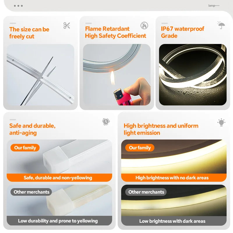 LED flexible silicone light strip embedded 24V waterproof tubing linear lamp concealed installation flexible soft light strip