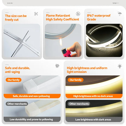 LED flexible silicone light strip embedded 24V waterproof tubing linear lamp concealed installation flexible soft light strip