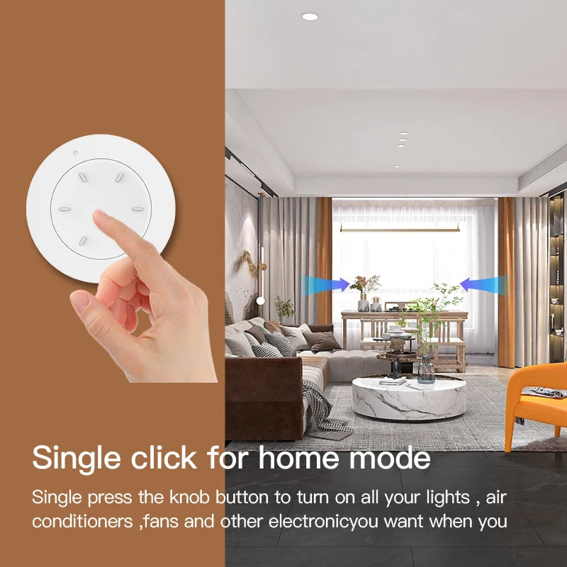 Tuya ZigBee Smart Knob Switch DIY Wireless Scene Button Rotatable Dimmer Switch Home Appliances Automation Linkage Remoter