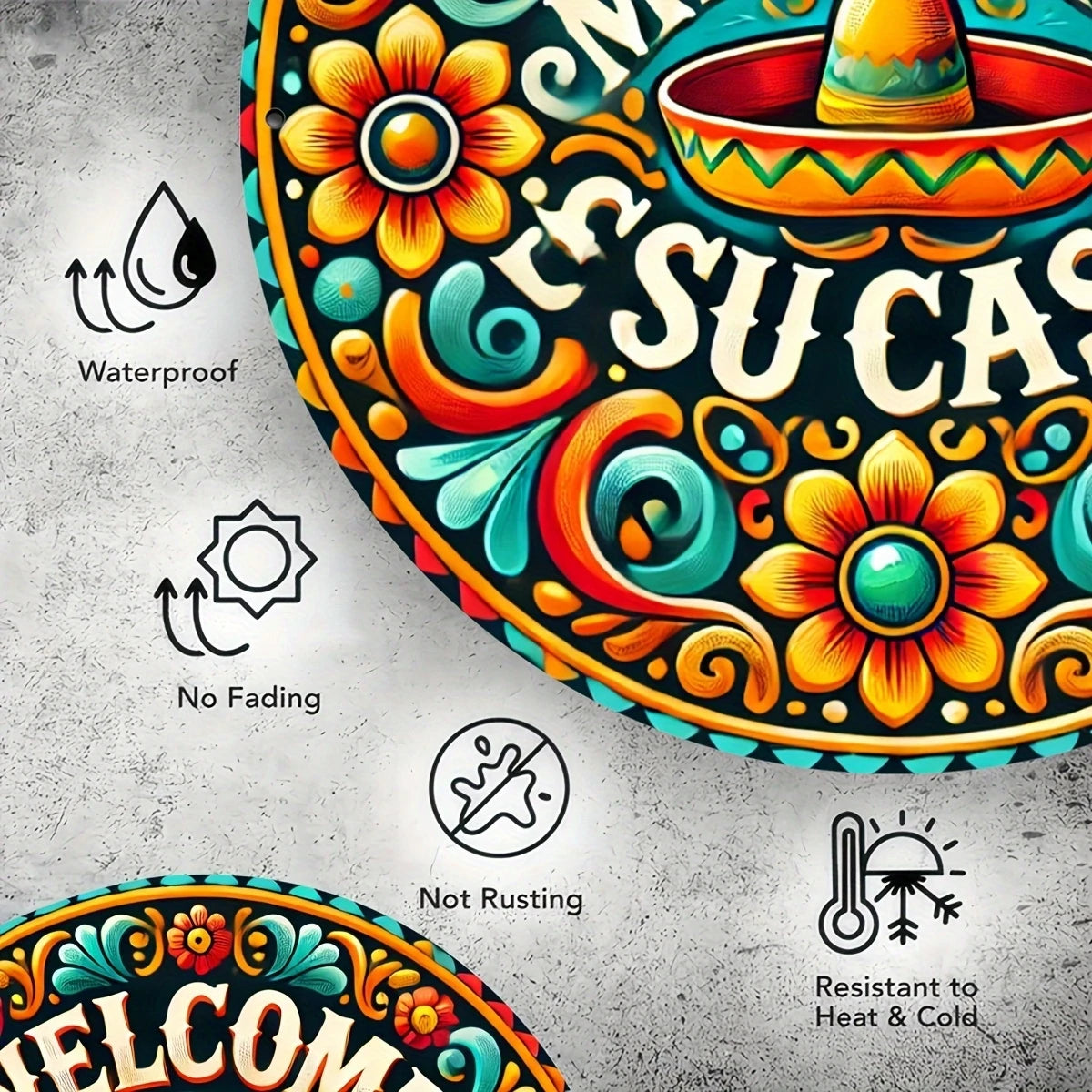 1 Piece 2D Wooden Disc Mexican Mi Casa Theme Wall Art Sign 8 Inch For Home Office Living Room Bathroom Bar Cafe Decoration