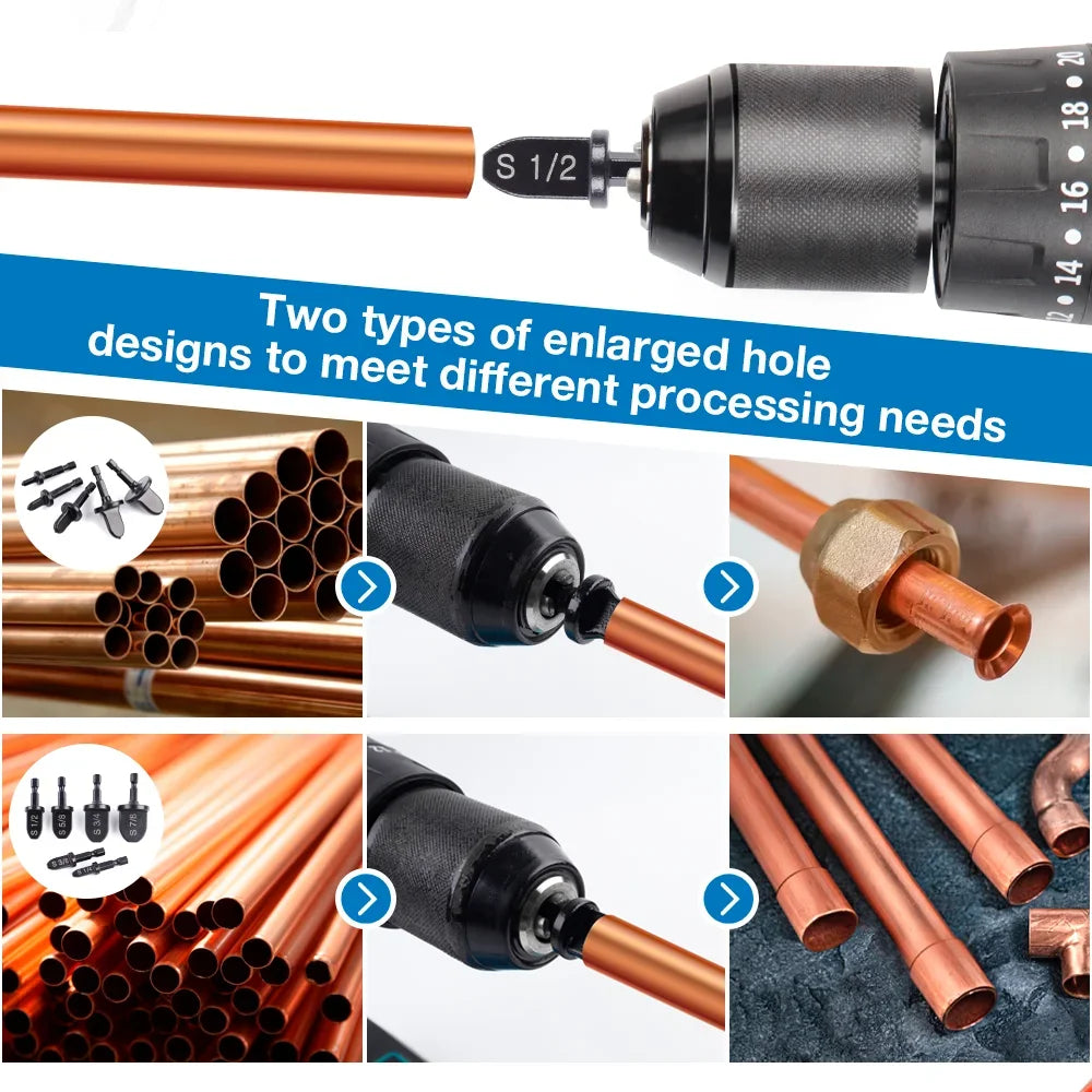 11 Pieces Of Copper Tube Expanders Multi-Specification Reaming Tools Air Conditioning Tube Repair Tools Reaming Drill Bits