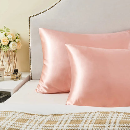 New 2pcs Nordic Pure Emulation Silk Pillowcase White Black Grey Decorative Pillow Covers Luxury Comfortable Home Bedding Cases