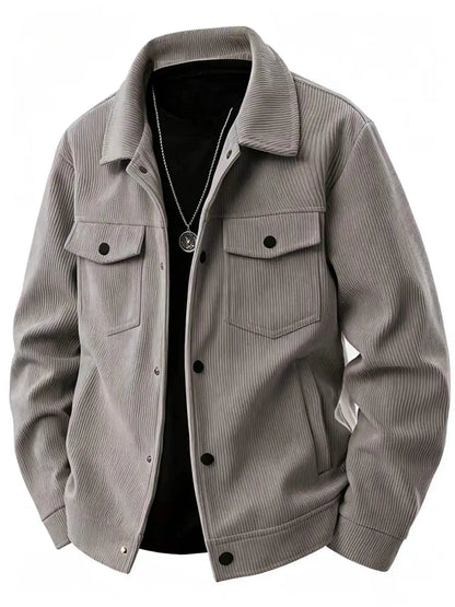 The 2025 New Autumn Corduroy Jacket for Men with a Lapel, Trendy Japanese Style Loose Coat