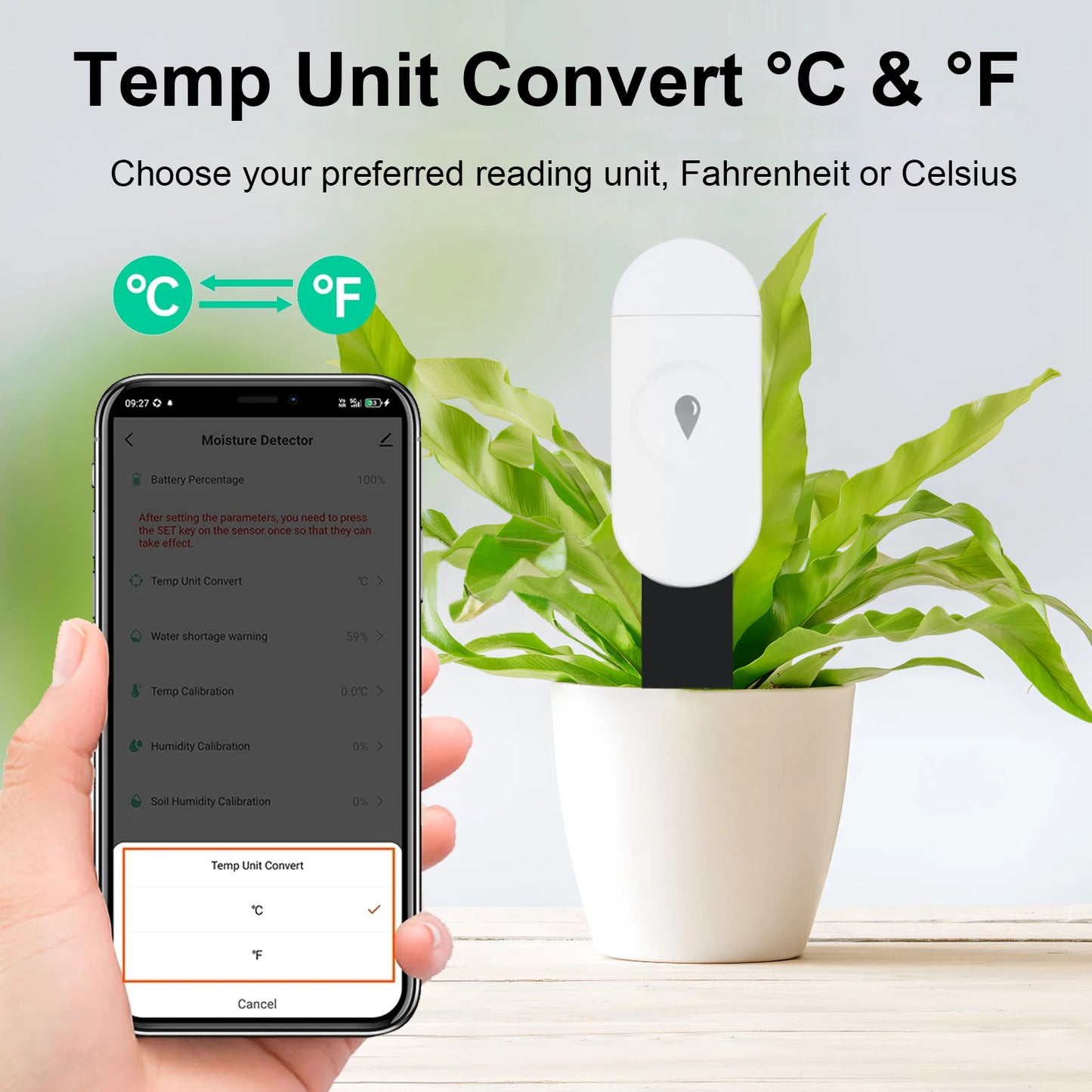 Zigbee Temperature Humidity Moisture Detector Smart Soil Tester Moisture Sensor Phone App RealTime Monitor for Home Garden