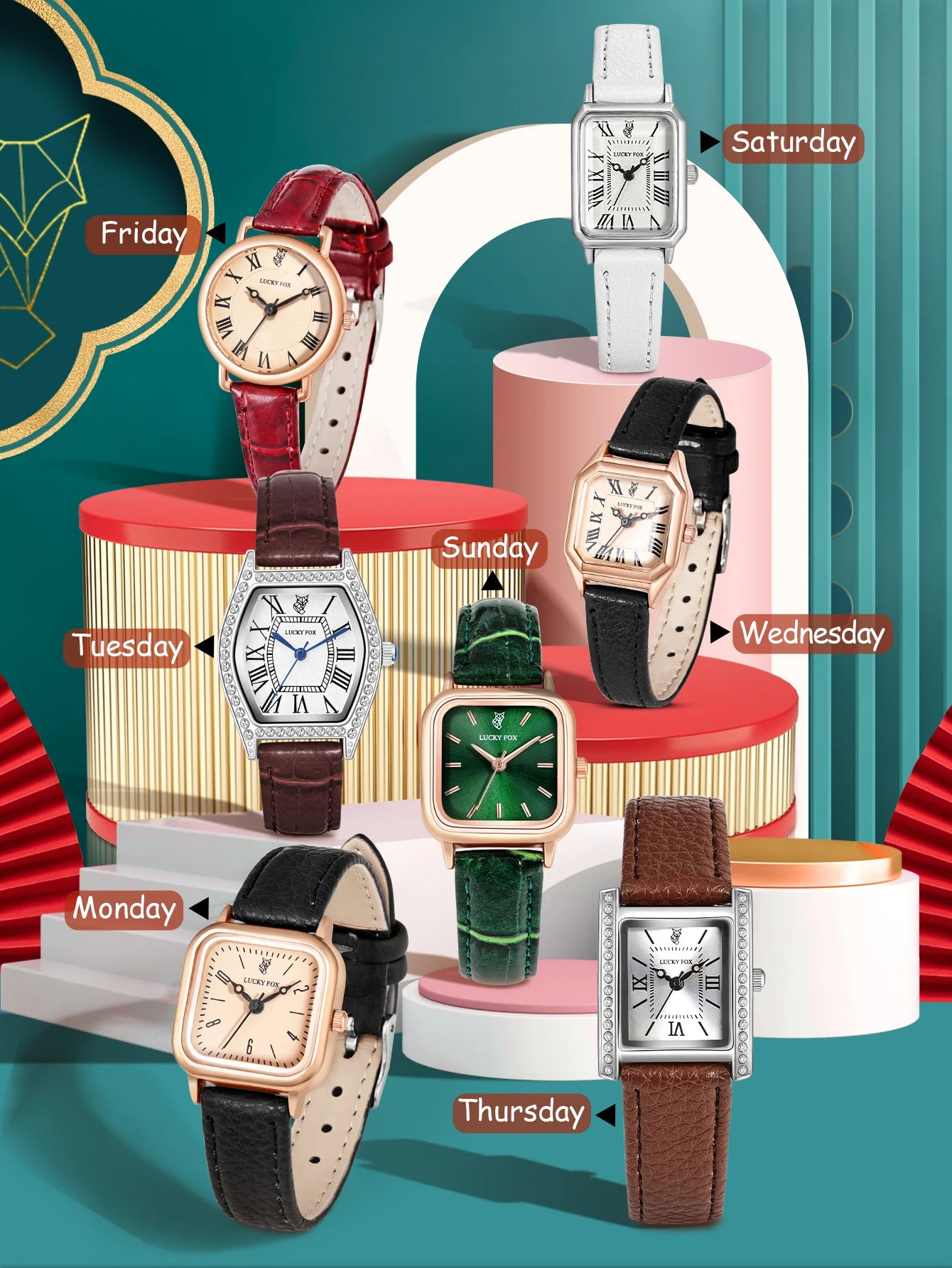 Seven sets of women's watches Fashion leather strap watches for women square ,round watch for women quartz watch for women watch