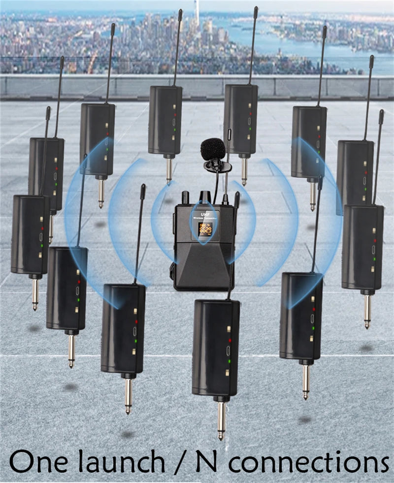 Wireless Lavalier Microphon Headset Mic with Transmitter Receiver LED Display Bodypack Transmitter for Teaching Live Performance