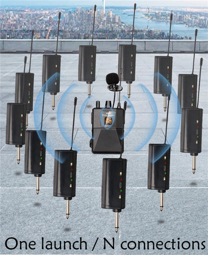 Wireless Lavalier Microphon Headset Mic with Transmitter Receiver LED Display Bodypack Transmitter for Teaching Live Performance