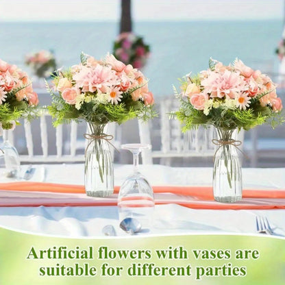 Striped Design Clear Plastic Vases for DIY Floral Arrangements Durable Home Wedding Table Centerpiece Decor