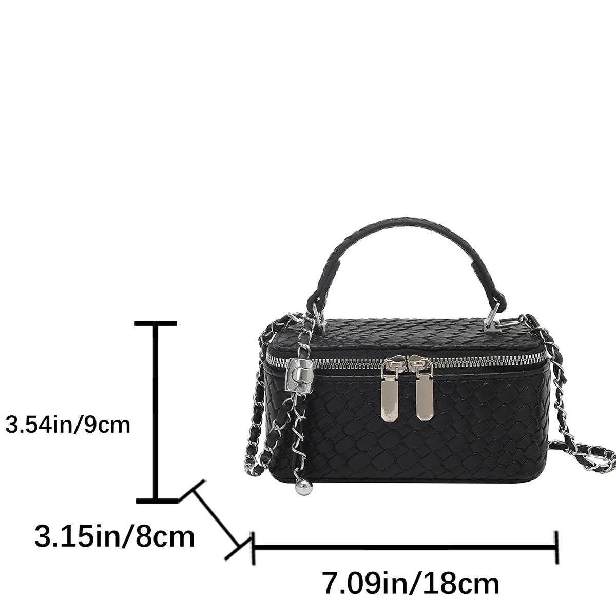 Retro Women Crossbody Bag Woven Pattern Soft PU Leather Handbag Multi Function Adjustable Chain Strap Shoulder Bag for Commute
