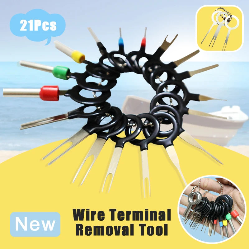 Terminal Removal Tool Kit 21Pcs Electrical Connector Pin Removal Tool Terminal Ejector Kit Depinning Tool for Automotive Car