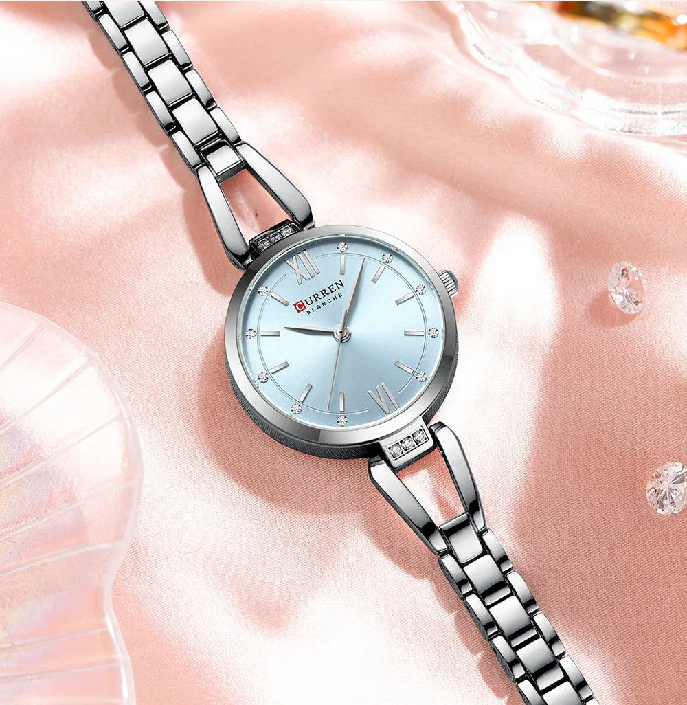 CURREN 9092 Quartz Watches Women Elegant Bracelet Stainless Steel Strap Rhinestone Fashion Ladies Simple Watch Gifts reloj mujer