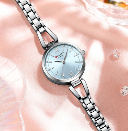 CURREN 9092 Quartz Watches Women Elegant Bracelet Stainless Steel Strap Rhinestone Fashion Ladies Simple Watch Gifts reloj mujer