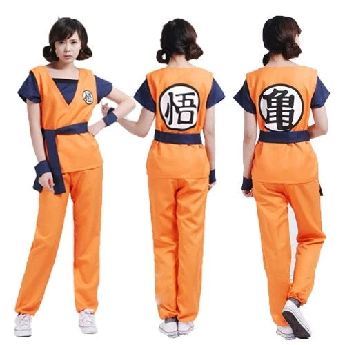 Anime Adult Son Goku Cosplay Costume For Men Kids Boys Orange Suit Halloween Super Saiyan Superheroes Krillin Jumpsuit Role Play