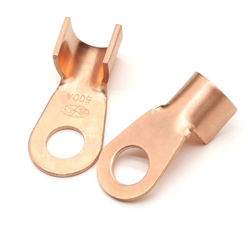 OT Series Wire Terminals 100A 150A 200A 250A 300A 400A 500A Red Copper Bare Nose Lugs Crimp Open Mouth Cable Connector Splice