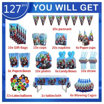 Avengers Marvel Party Decorations SuperHero Theme Tableware Kit Balloon Deco Happy Birthday Banner Supplies for Boys Favors Gift