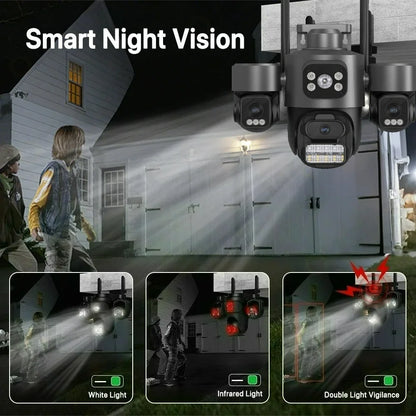15MP ICSEE Protocol Security Camera 3-HD Screens Auto Tracking Color Night Vision 2-Way Audio Outdoor WiFi CCTV Cam