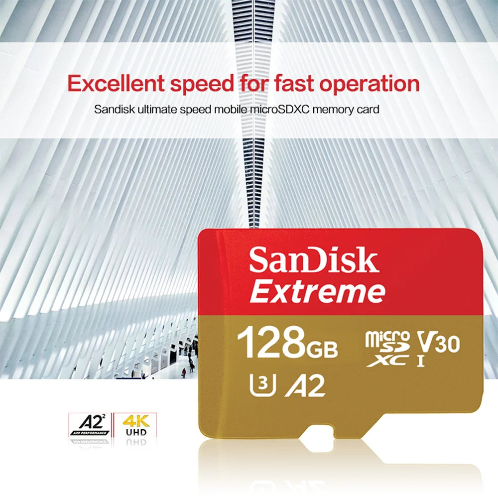 SanDisk V30 Extreme Micro SD Card A2 U3 4K 64GB 128GB 256GB 512GB 1T Memory Card Flash TF for Steam Deck Switch DJI Camera Phone