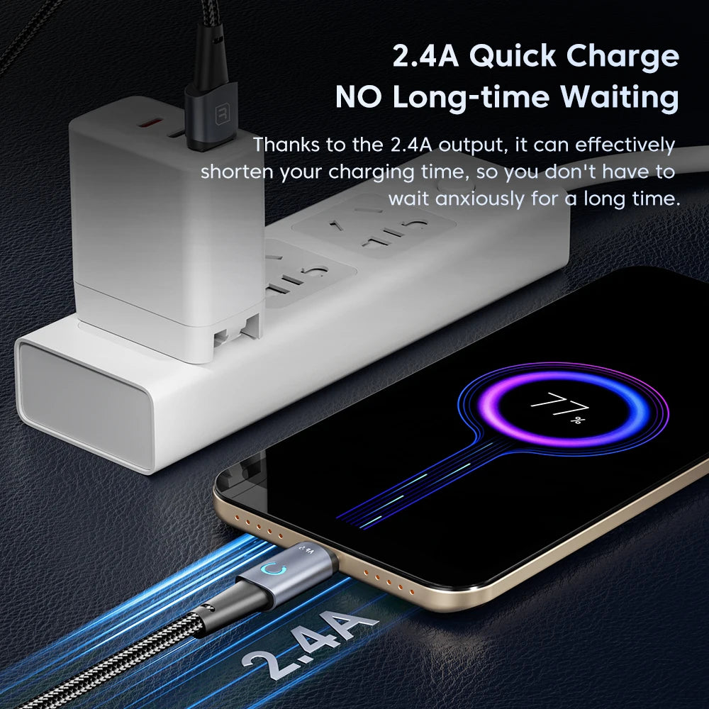 Toocki Micro USB Cable for Samsung S10 2.4A Fast Charging Quick Charge Micro Cable for Fan Headphone LED Phone Charger Data Cord