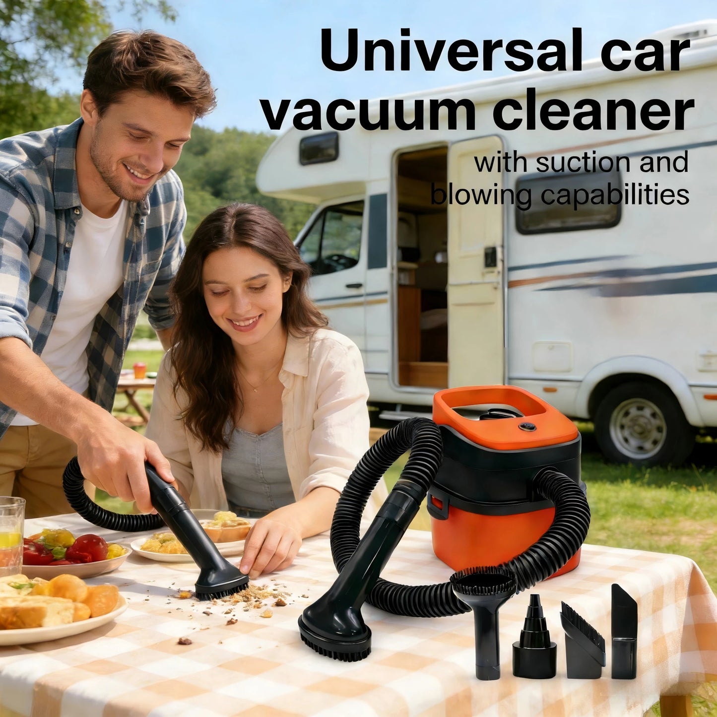 12V Bucket Car Vacuum Cleaner Wet and Dry Use Multi-functional Portable Powerful Suction Large Capacity With Multiple Nozzles