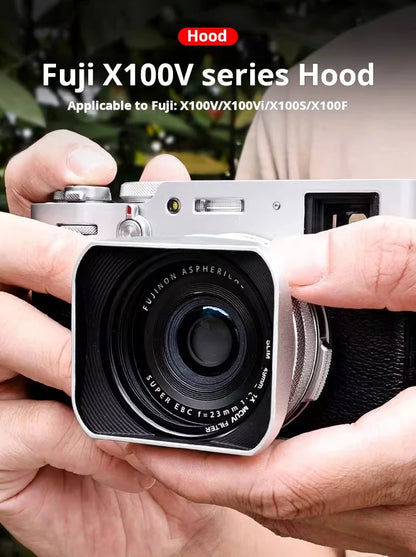Square X100VI Shading Hood Compatible With Fujifilm X70 X100S X100T X100 X100F X100V Lens Filter Adapter Ring Metal Mount