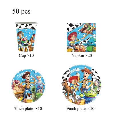 Toy Story Party Decorations Cup Plate Napkin Slap Bracelet Cake Topper Birthday Party Favors Reward Prizes Party Supplies