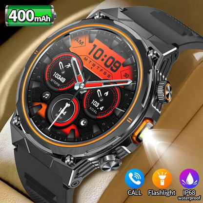 LIGE 2026 Nowy Zewnętrzny Wojskowy Zegarek Smartwatch z Baterią 400 mAh, Wodoodporność 5ATM, Latarka, Monitor Tętna, Tracker Sportowy dla Mężczyzn