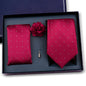 Elegant Ties For Men Classic Paisly Neck Tie Pocket Square Brooch Set With Gift Box Mens Business Wedding Suit Accessories