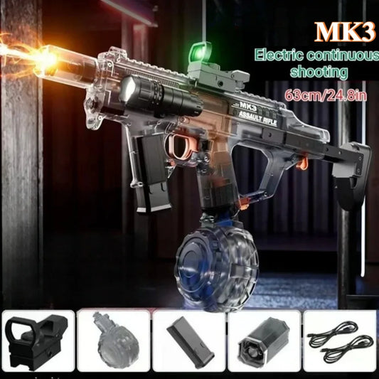 MK3 Electric Water Gun Toy Large-capacity Cool Flash Light Absorbent Water Continuous Shooting Summer Outdoor Beach Toy for Kids