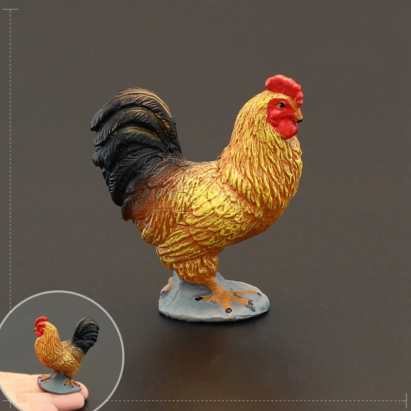 Solid simulation animal model domestic chicken rooster hen chick ornaments home decoration crafts