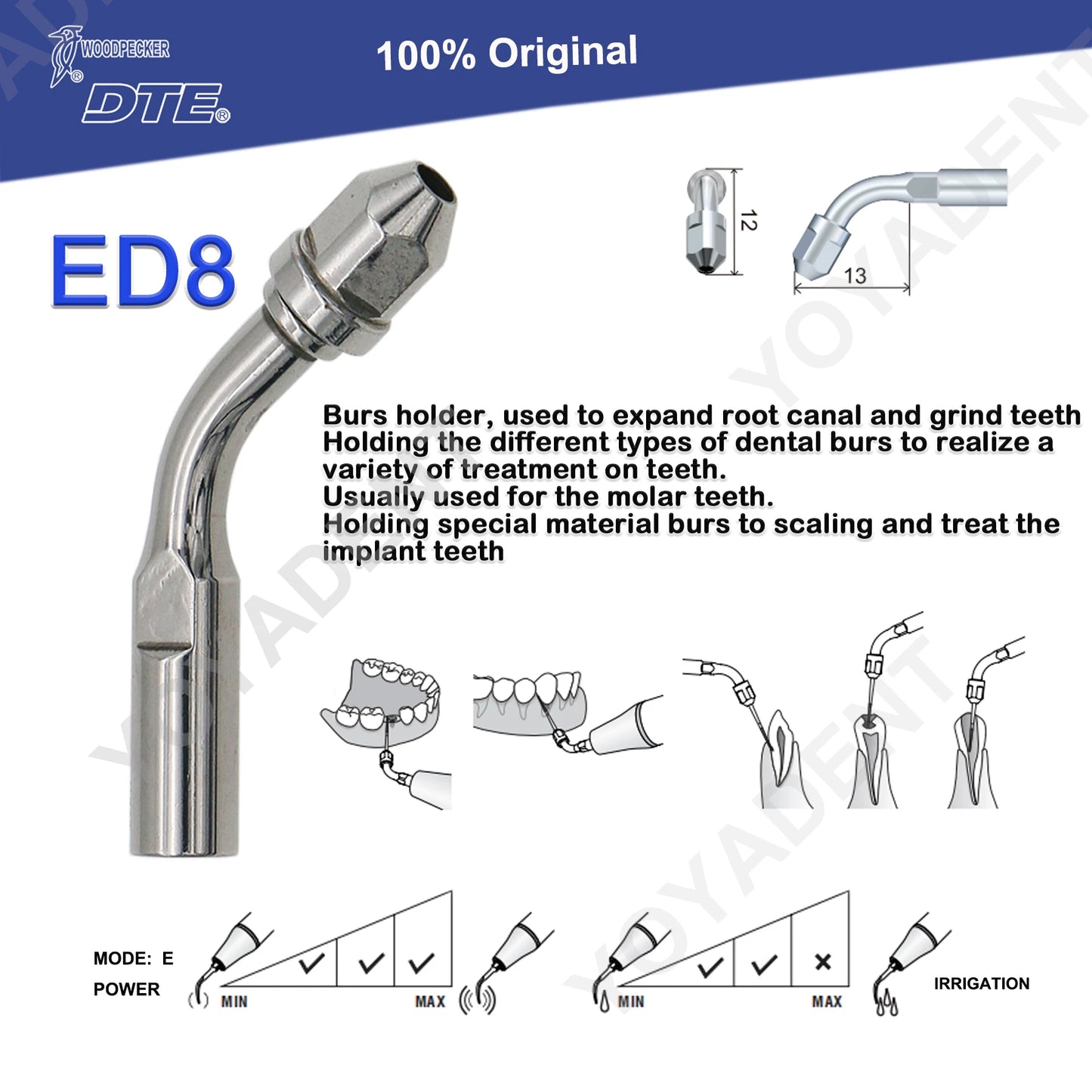 Woodpecker DTE Dental Endo Tips Ultrasonic Scaler Tips Scaling Tips ED-Series Fit NSK SATELEC Scaler Handpiece Dentistry Product