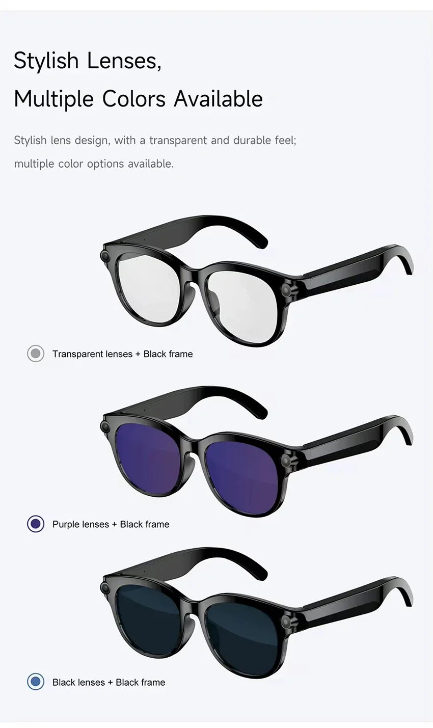 Lenovo AI Smart Sunglasses 8K HD 1600W Dual Camera Real Time Translation Bluetooth Calling Audio Video Music Playback Glasses