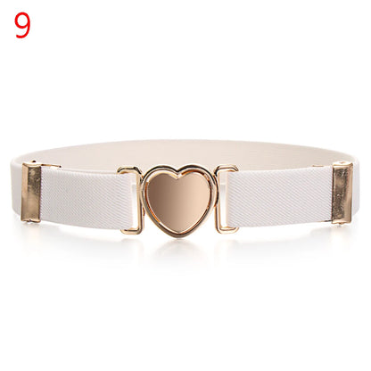 2022 Children Stretch Belts Girls Multicolor Adjustable Elastic Waist Belts with Heart Shape Buckle Waistband Accessories