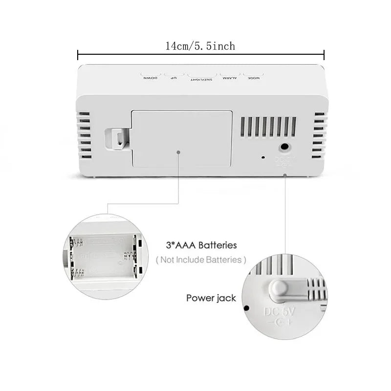 Digital Alarm Clock LED Electronic Desktop Clock with Temperature for Bedroom Home Office Teens Kids