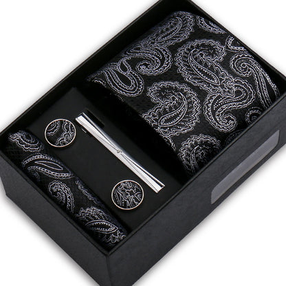 Classic Mens Tie Set Paisley Hanky Cufflinks In Gift Box Jacquard Woven Neckties Set For Men Formal Wedding Fashion Accessories