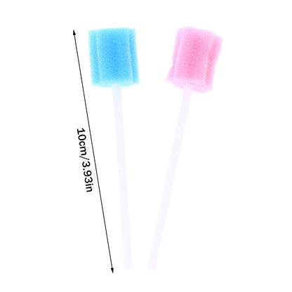 【100Pcs Disposable Oral Care Sponge Sticks Oral Swabs Single Use Stick Plum Blossom Shape Cleaning Accessories】