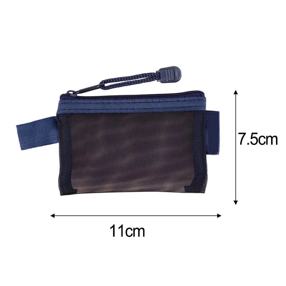 Zipper Mesh Bag Nylon Small Makeup Zipper Mesh Pouch Earphone Storage Bags Multi-purpose Square Bag Coin Bag