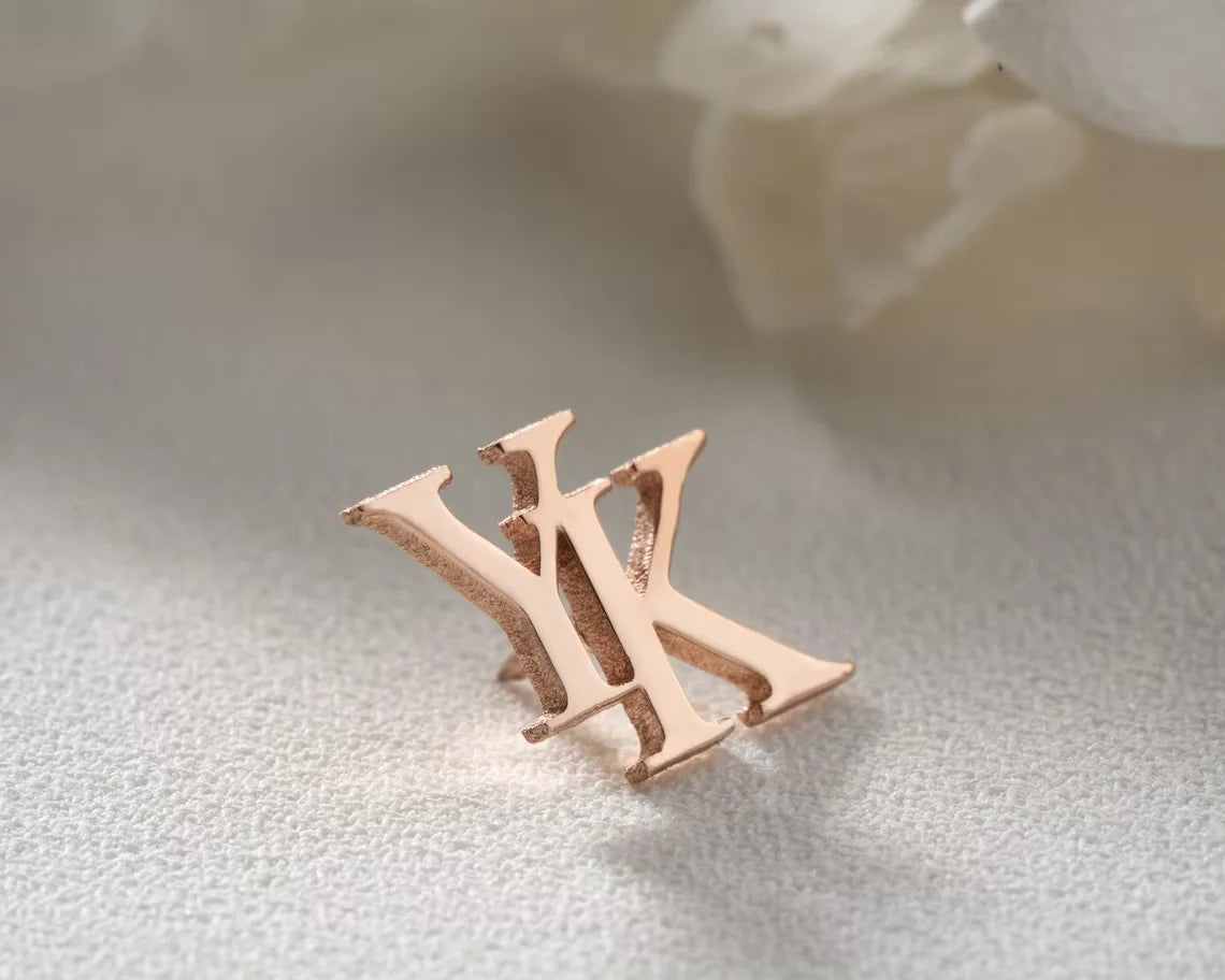 Personalized Initials Jacket Lapel Pin Unique Letter  Men's Stainless Steel Custom Logo Label Brooch   Wedding Best Man Jewelry