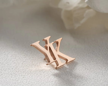 Personalized Initials Jacket Lapel Pin Unique Letter  Men's Stainless Steel Custom Logo Label Brooch   Wedding Best Man Jewelry