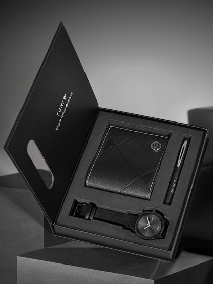TOMI 3PCS Simple Business Men Watch Wallet Gift Box Set High Quality Classic Versatile Men Quartz Watch Clock Gifts Reloj