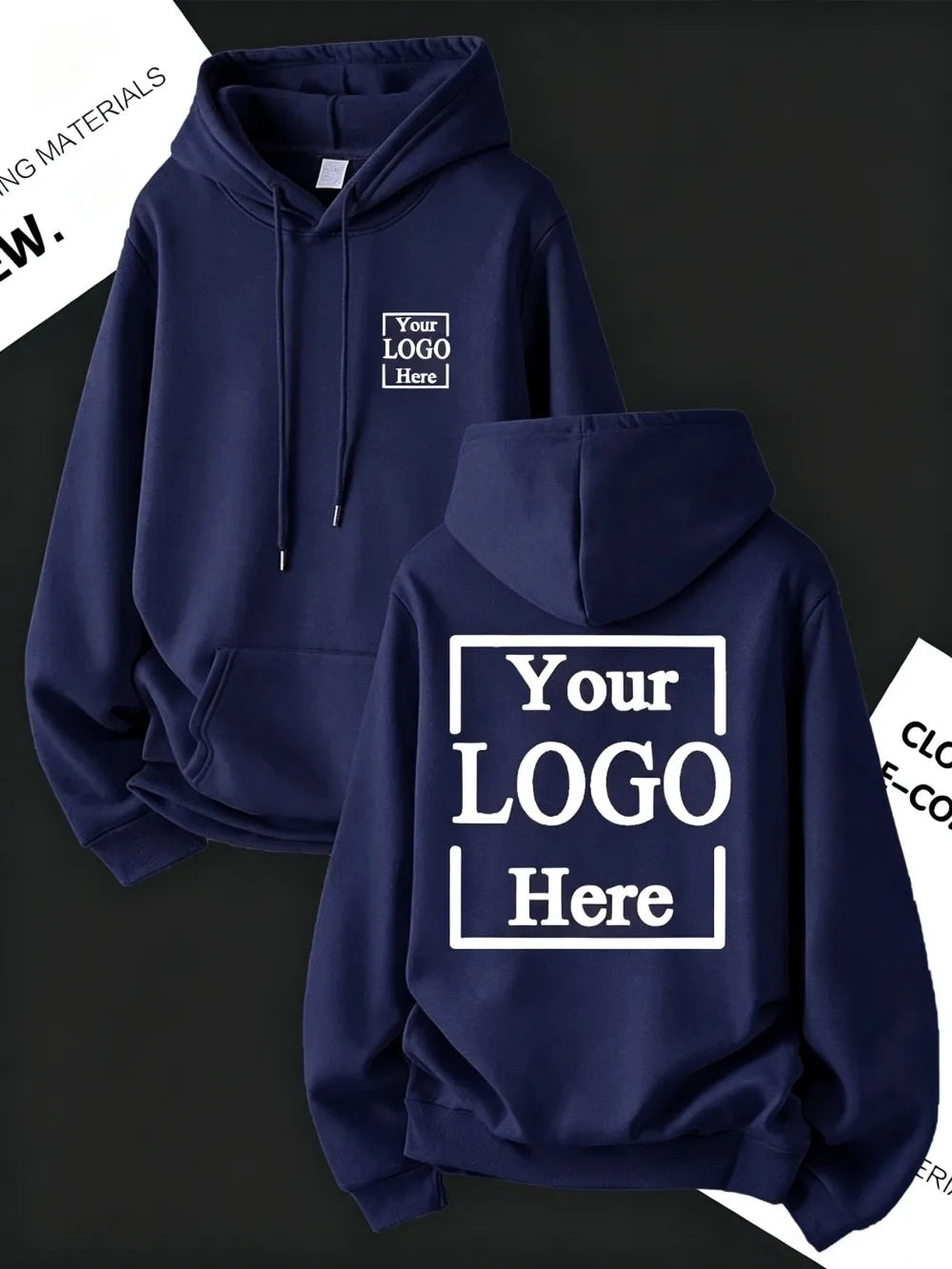 Customize Womens Hoodies Street Oversized Pocket Sweatshirts Hip Hop Unisex Tops DIY Your Logo/Graphic Pullovers Woman Clothes